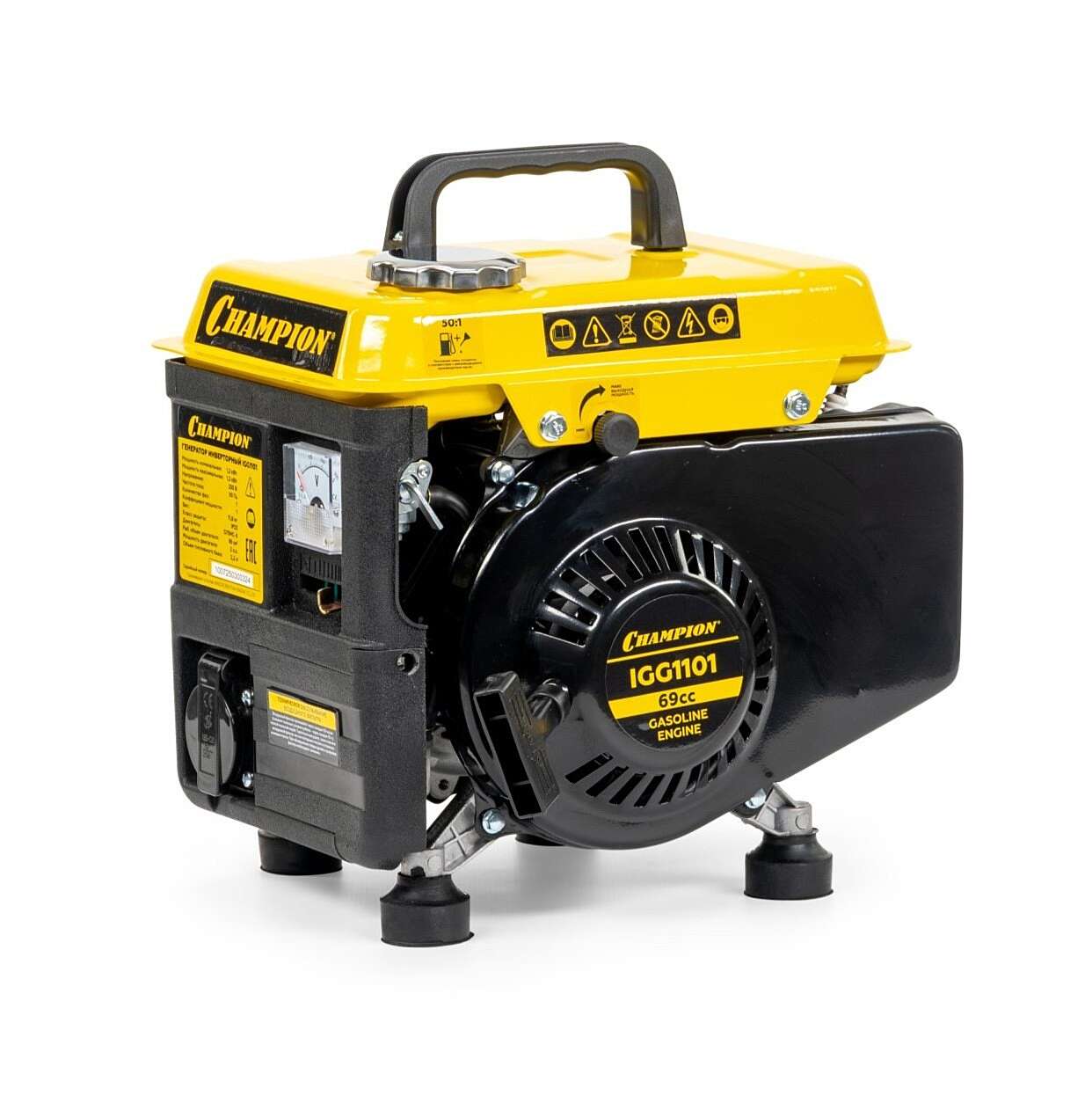 Генератор CHAMPION IGG1101 (1,2/1,3 кВт, 2лс, 2Т 2.2л 12В 11,8кг), , шт								