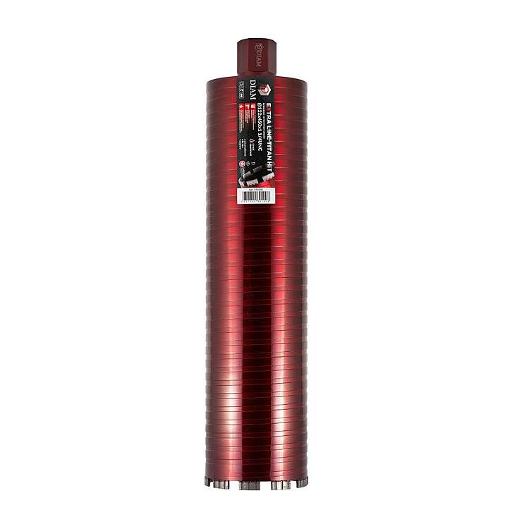 Сверло алмазное сегментное DIAM сухое 122x450х10x1,1/4UNC Титан ХИТ серия Экстра  (арм. бетон)